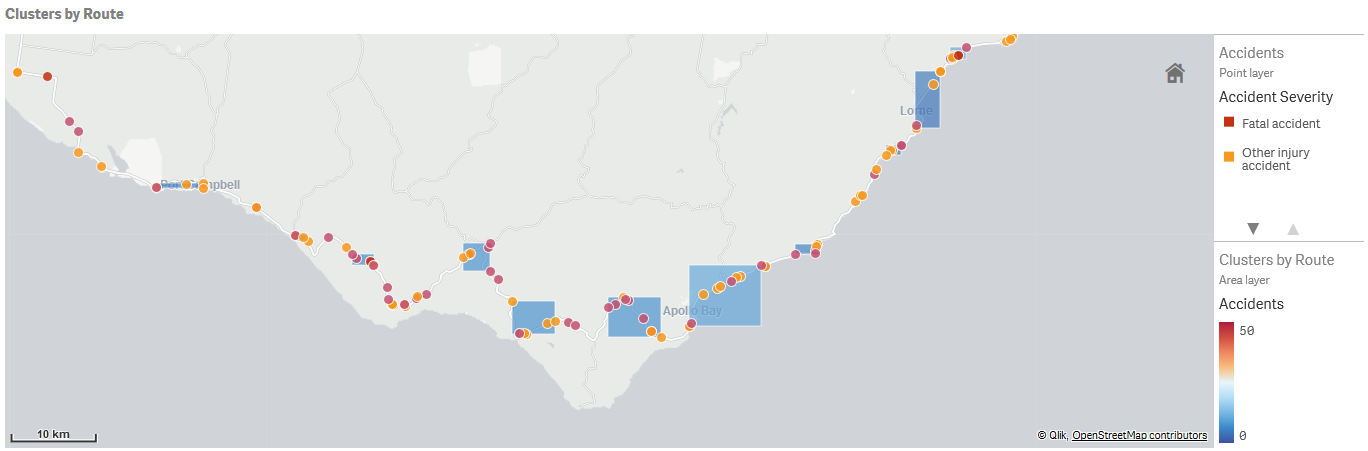 accident clusters along Great Ocean Road